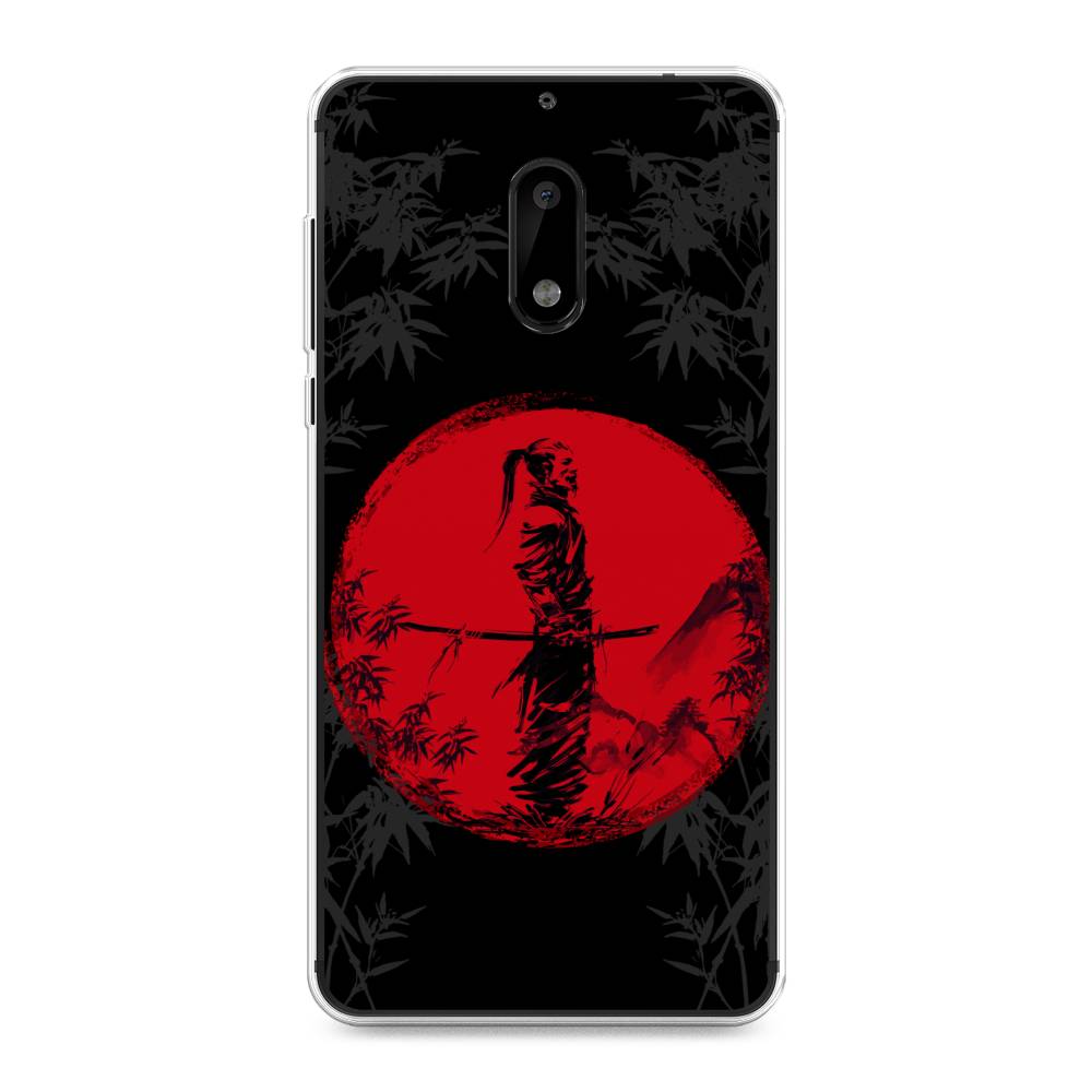 

Чехол на Nokia 6 "Самурай на красном фоне", Черный;красный;серый, 120350-4