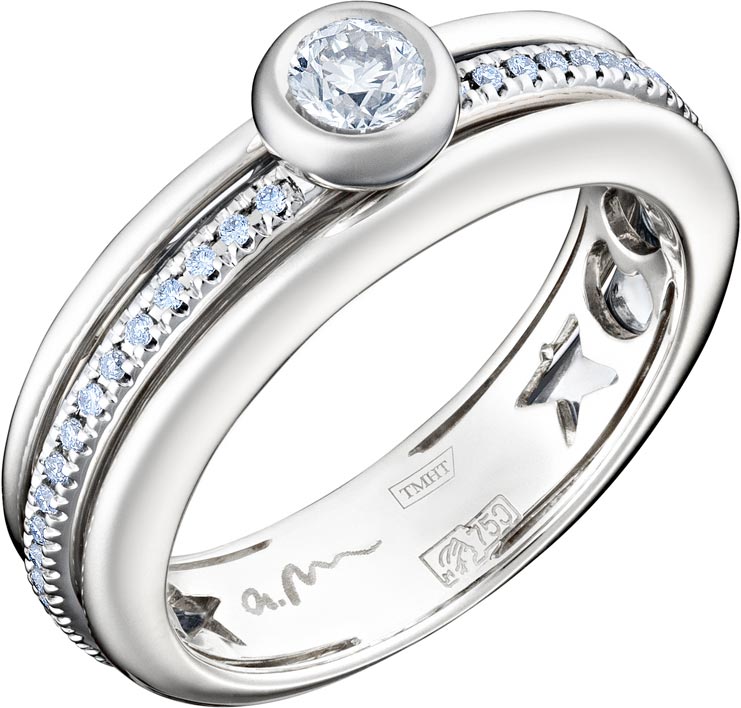 Кольцо из белого золота р. 17 Арт-Модерн 010660-B, бриллиант