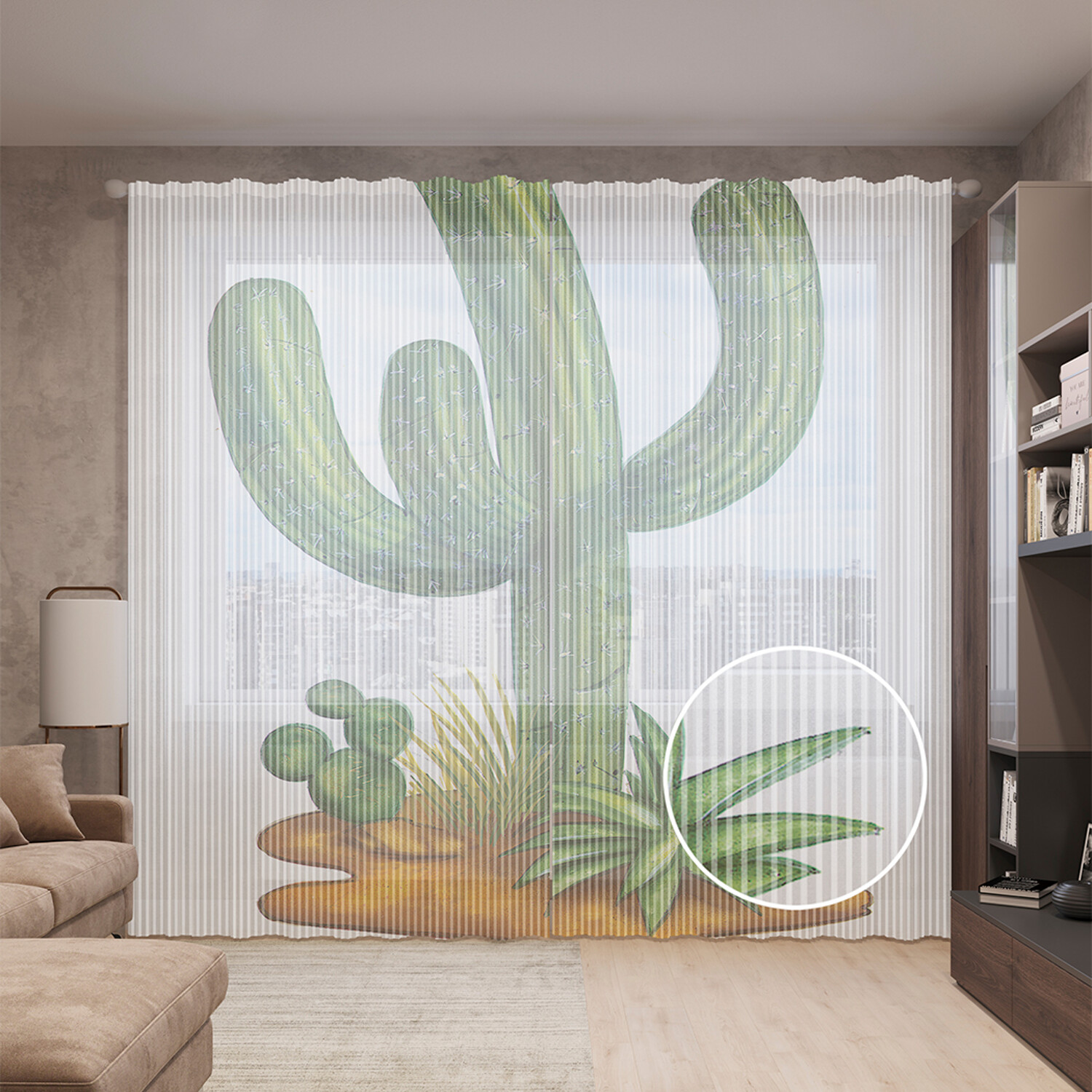 

Тюль вуаль на шторной ленте с принтом JoyArty "Кактус в одиночестве", 310х265 см, Кактус в одиночестве