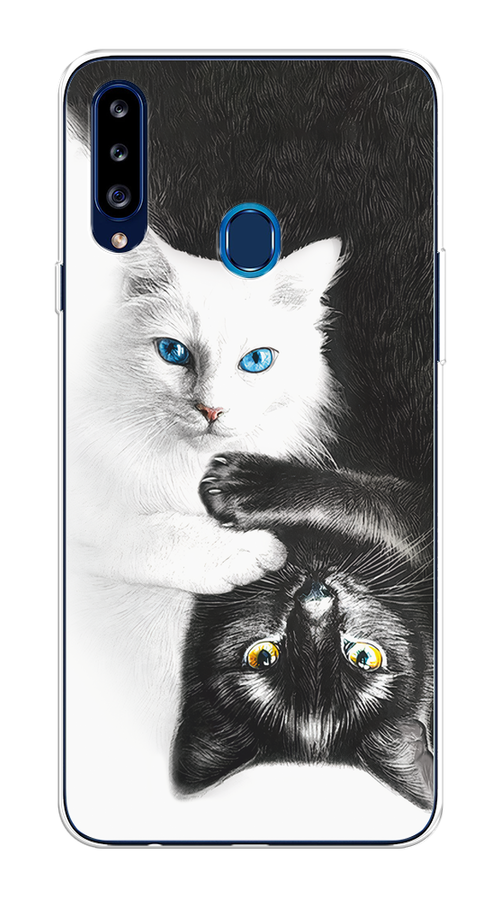 

Чехол на Samsung Galaxy A20s "Коты Инь-Янь", Черный;белый;голубой, 2100850-1
