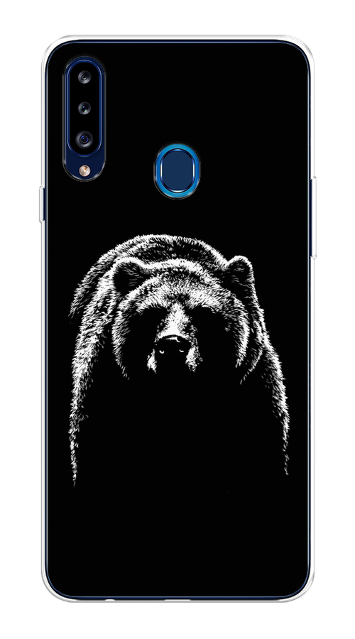 

Чехол на Samsung Galaxy A20s "Медведь в ночи", Белый;черный, 2100850-1