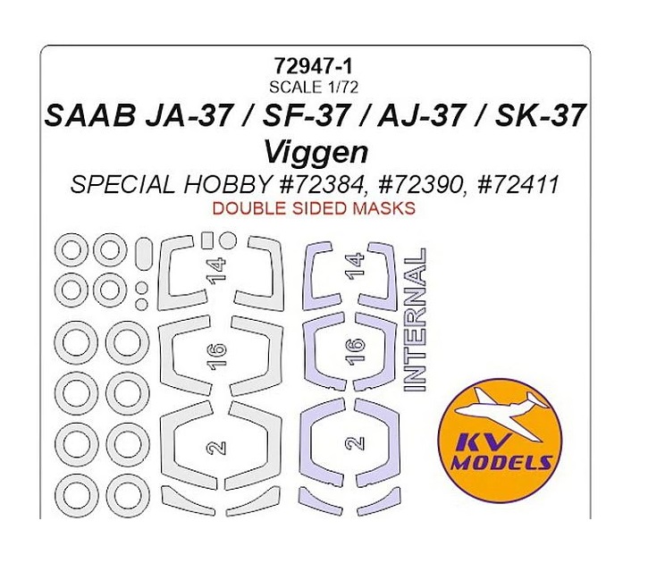 

72947-1KV SAAB JA-37 / SF-37 / AJ-37 / SK-37 Viggen SPECIAL HOBBY 72384, 72390, 72411
