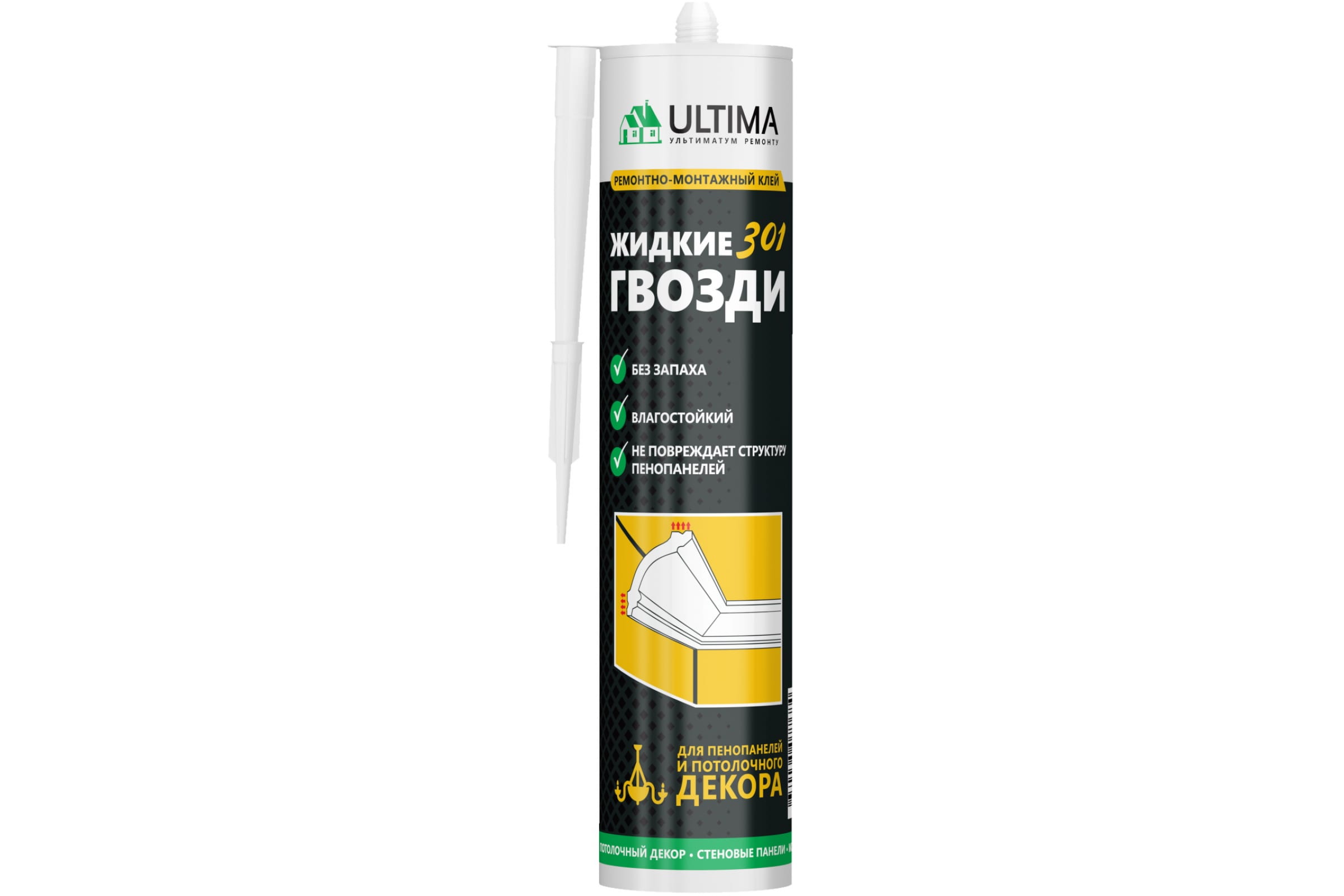 

Клей Ultima 301 для монтажа пенопанелей (акрил) белый 300мл/350г (VADHES30100) x1/12