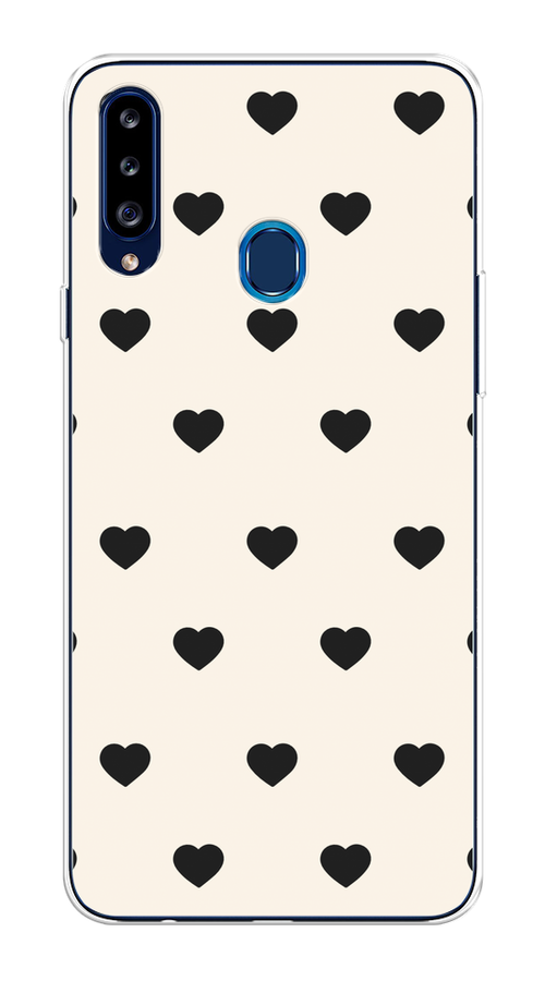 

Чехол на Samsung Galaxy A20s "Черные сердечки на белом", Черный;белый, 2100850-1