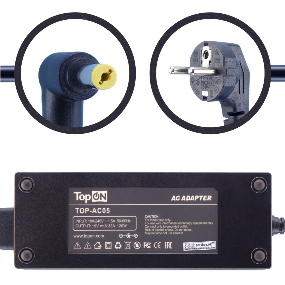 

ADP-120ZB/BB Блок питания для ноутбука Acer 19V 6.32A 5.5x1.7mm 120W TopON, Черный