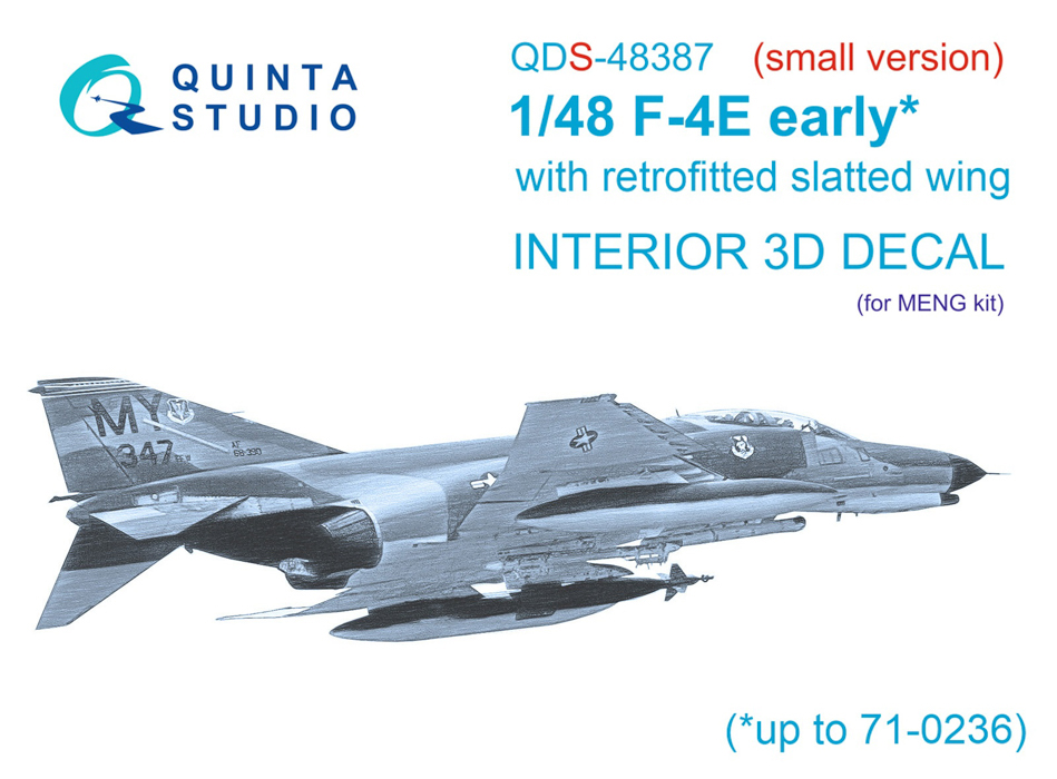 

QDS-48387 3D Декаль интерьера кабины F-4E early с предкрылком крыла Meng Small version, Однотонный