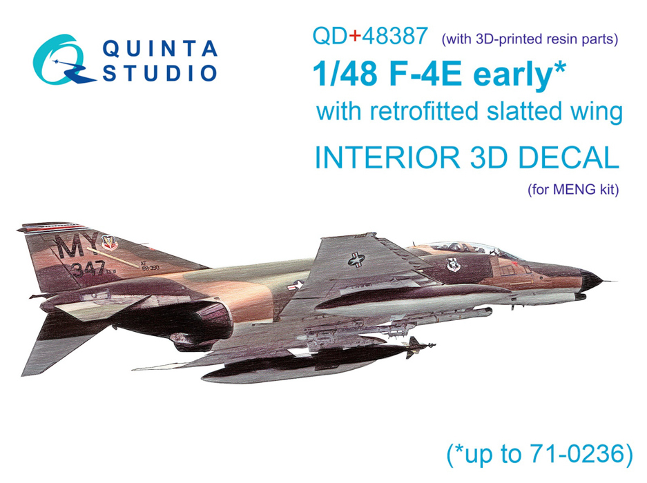 

QD48387 3D Декаль интерьера кабины F-4E early с установленным предкрылком крыла Meng
