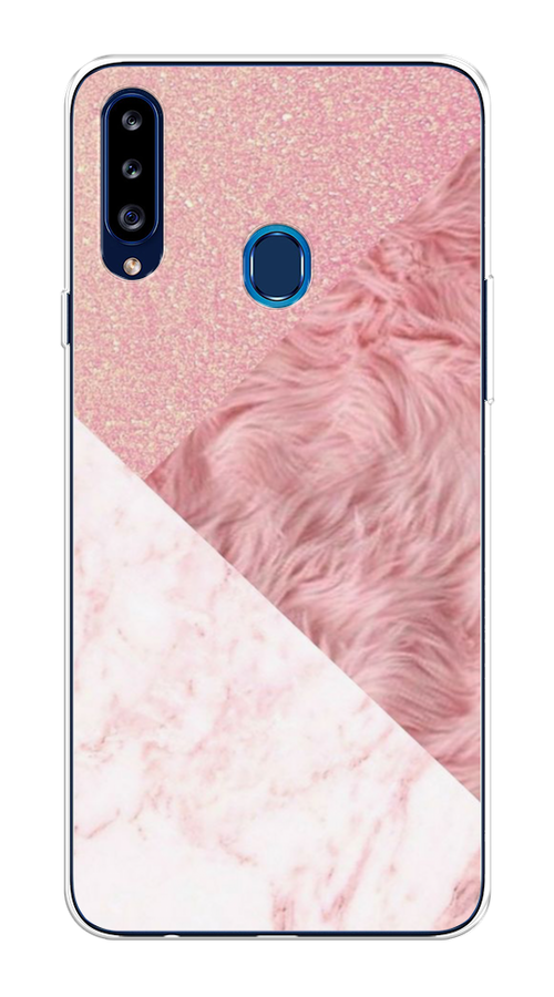 

Чехол на Samsung Galaxy A20s "Текстурные треугольники", Розовый;белый, 2100850-1