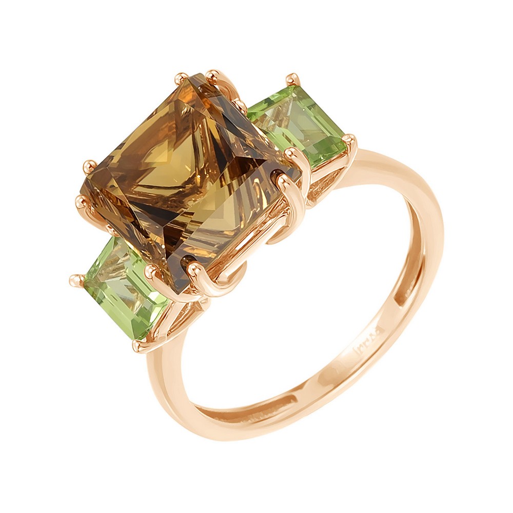 

Кольцо из золота р. 17,5 ALORIS 1967ХЦ, цитрин\хризолит, 1967ХЦ