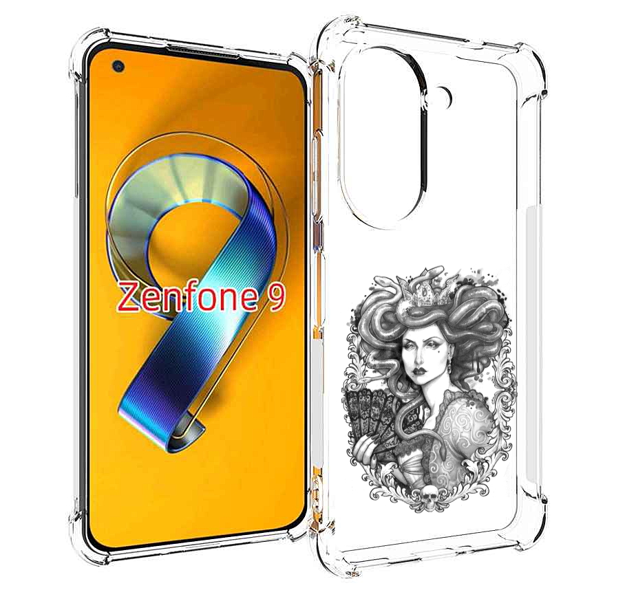 Чехол MyPads медуза черно белый для Asus Zenfone 9 (AI2202)