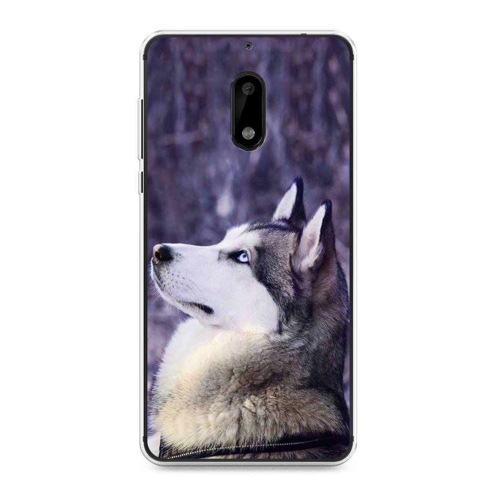 

Чехол на Nokia 6 "Хаски 1", Фиолетовый;белый, 120350-1