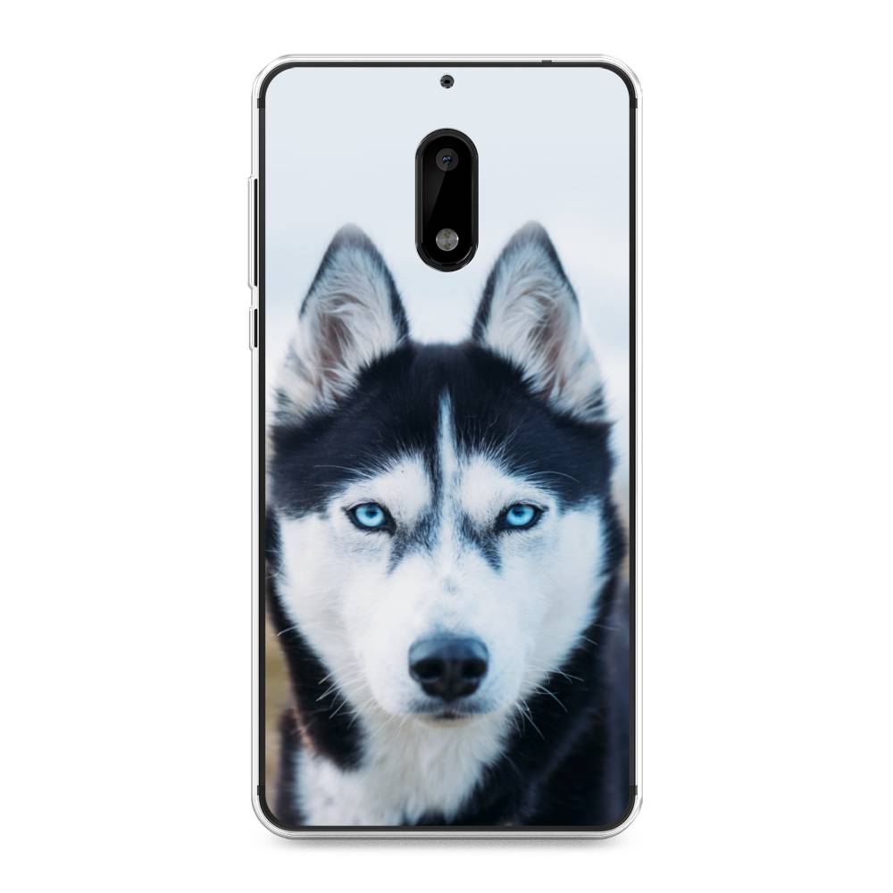 

Чехол на Nokia 6 "Хаски 2", Синий;белый, 120350-1
