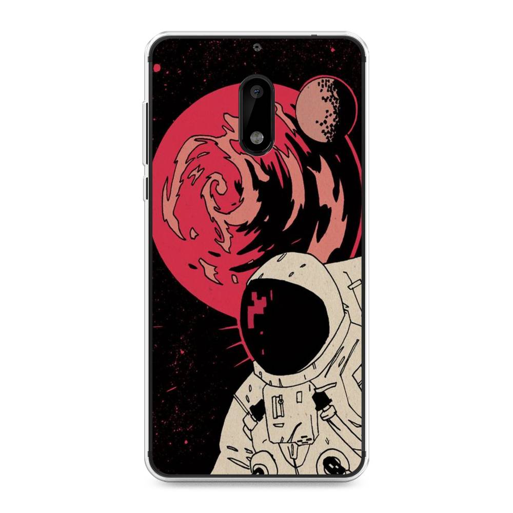 

Чехол на Nokia 6 "Космонавт возле Марса", Черный;красный, 120350-2