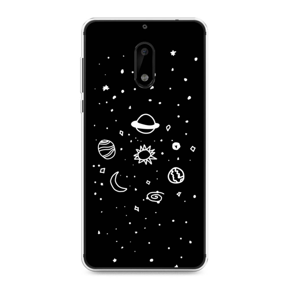 

Чехол на Nokia 6 "Дудл солнечной системы", Бежевый;серый, 120350-2