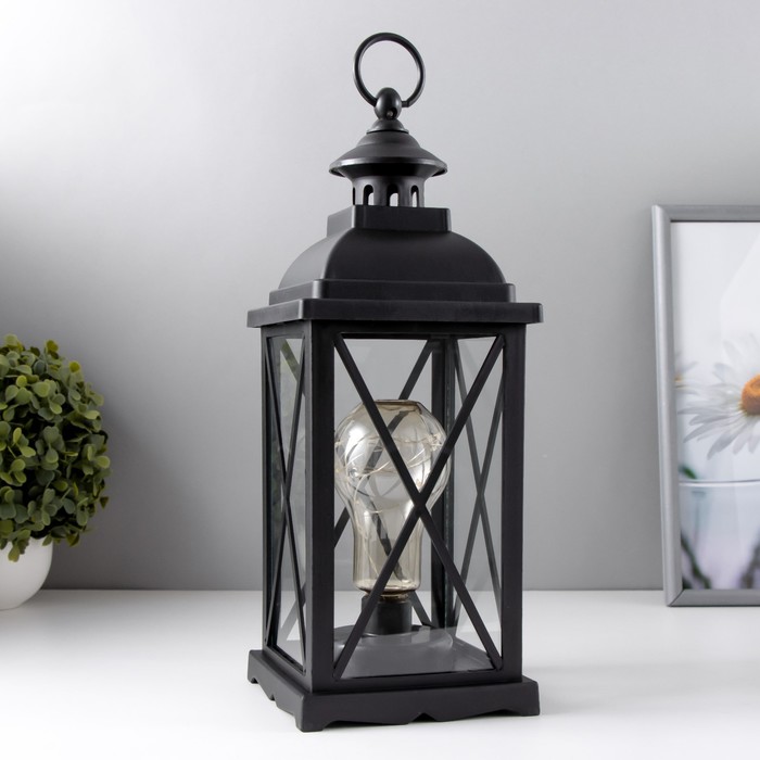 

Ночник "Фонарь с лампой" чёрная от батареек 3ААА 35х13,5х13,5 см