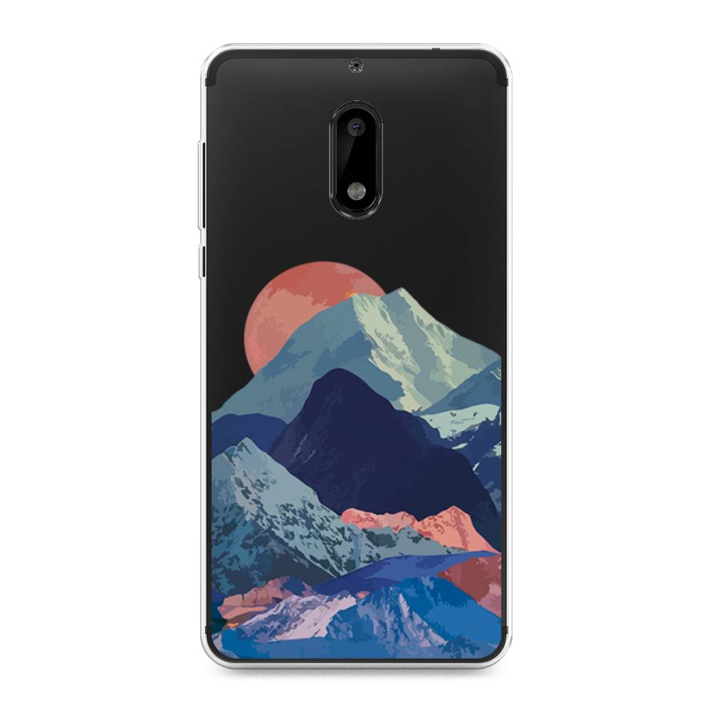 

Чехол на Nokia 6 "Закат в снежных горах", Красный;серый;голубой, 120350-2
