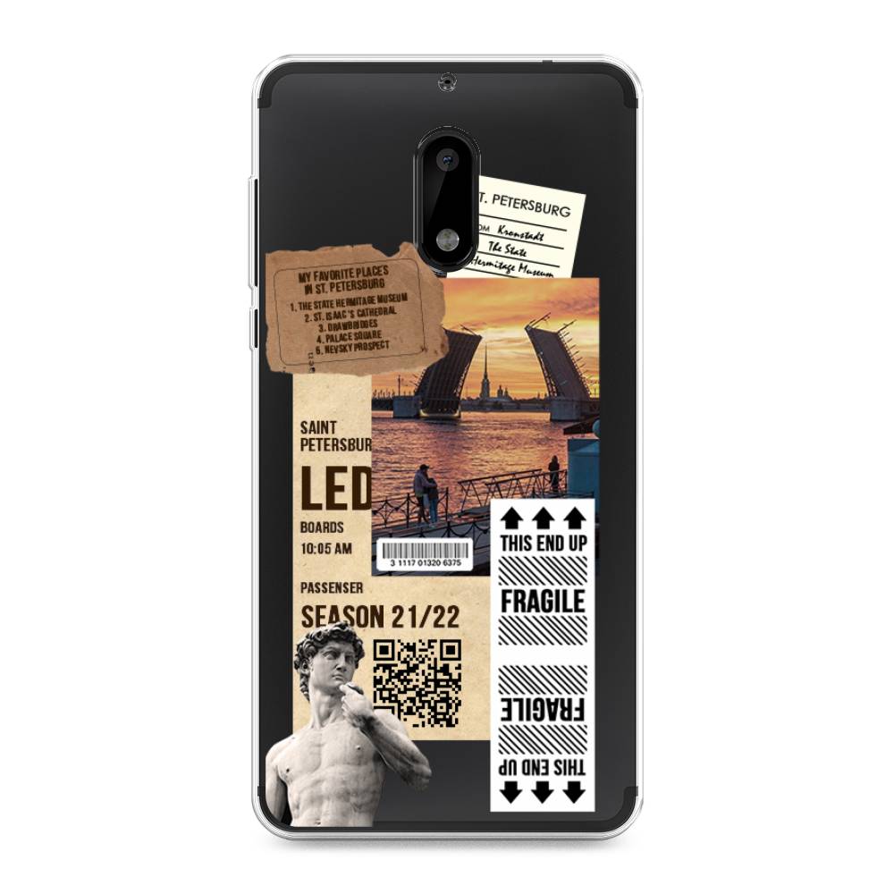 

Чехол на Nokia 6 "Санкт-Петербург коллаж", Коричневый;бежевый;белый, 120350-6