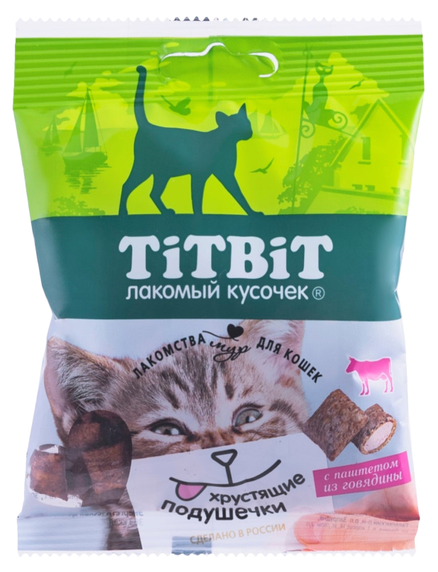

Лакомство для кошек TiTBiT Хрустящие подушечки с паштетом из говядины 30 г 5 шт