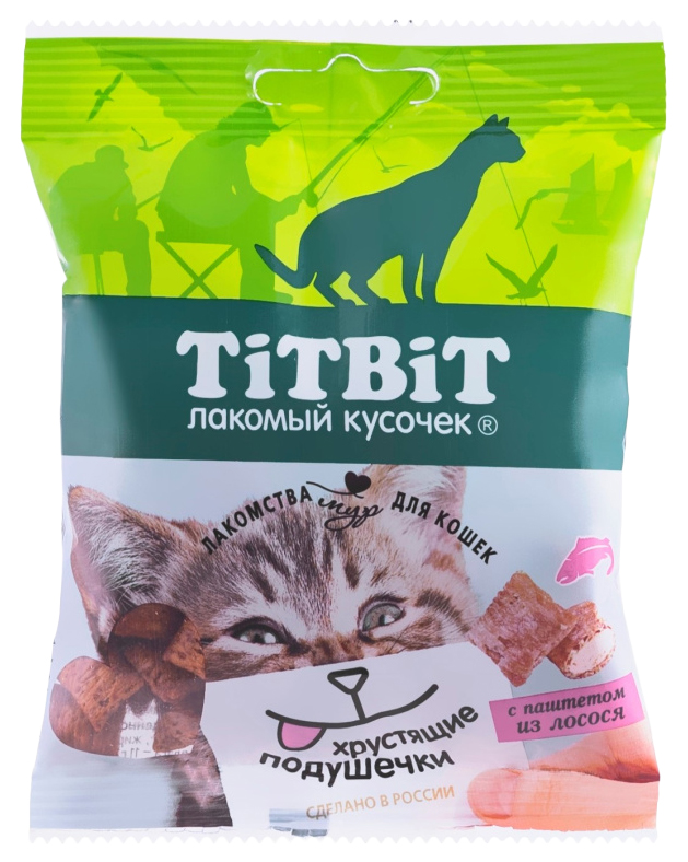 

Лакомство для кошек TiTBiT Хрустящие подушечки с паштетом из лосося 30 г 3 шт