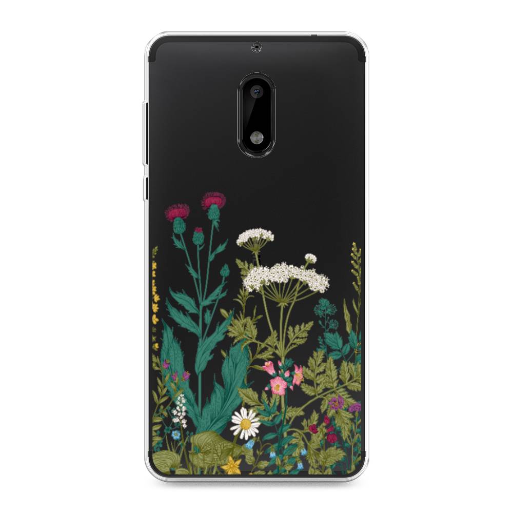 

Чехол на Nokia 6 "Дикие полевые цветы", Зеленый;розовый;белый, 120350-2