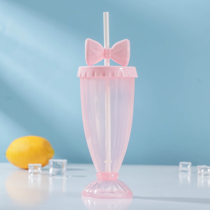 

Стакан с крышкой и трубочкой «Бантик», 450 мл, 8,5×18 см, цвет МИКС