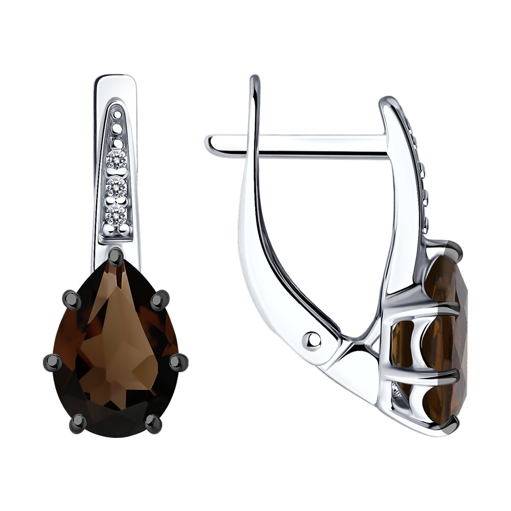 

Серьги из серебра Diamant 94-320-02059-3, фианит\раухтопаз, 94-320-02059-3