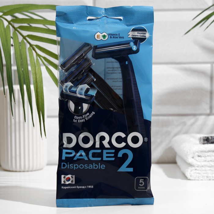 Станок для бритья одноразовый Dorco Pace2, 2 лезвия, увлажняющая полоска, 5 шт. vox станок для бритья limited 3 лезвия с 1 сменной кассетой 1 0