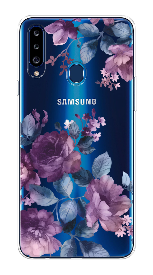 

Чехол на Samsung Galaxy A20s "Purple Blossoms", Синий;фиолетовый, 2100850-1