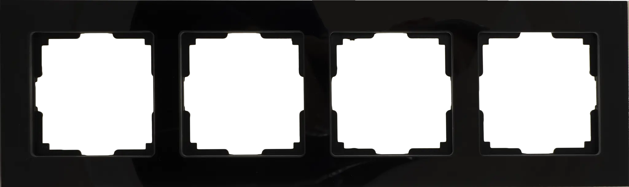 Рамка для розеток и выключателей Werkel Favorit 4 поста стекло цвет чёрный рамка эра 14 5204 05 на 4 поста металл elegance чёрный антрацит б0034561