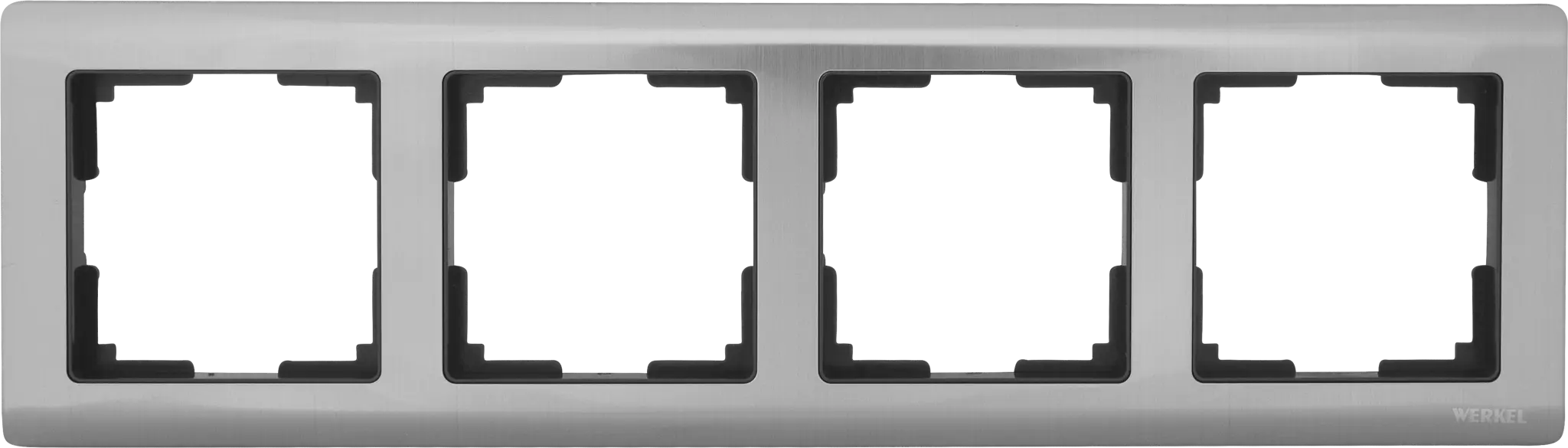 Рамка для розеток и выключателей Werkel Metallic 4 поста металл цвет глянцевый никель рамка для розеток и выключателей werkel aluminium 2 поста металл алюминий