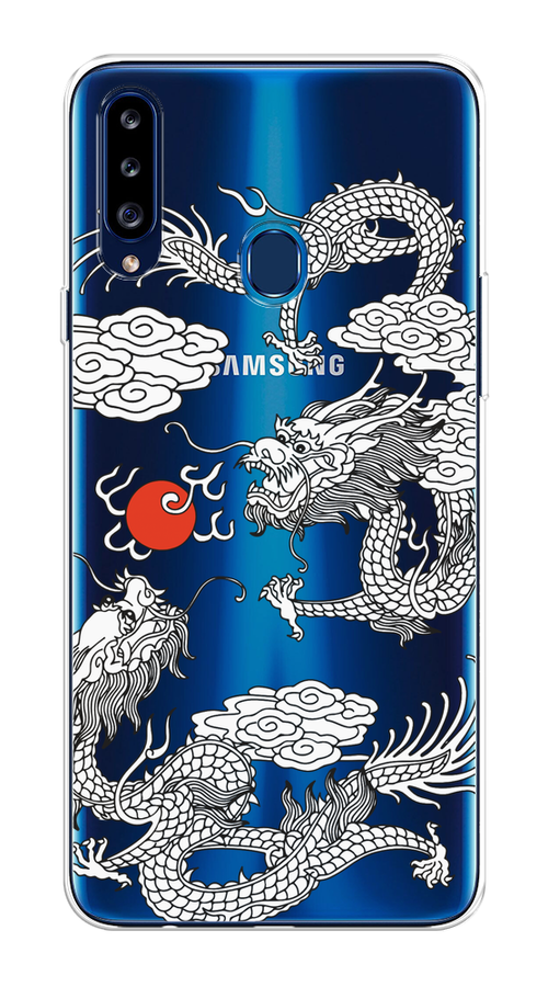 

Чехол на Samsung Galaxy A20s "Драконы с ножом", Прозрачный;черный;белый, 2100850-1