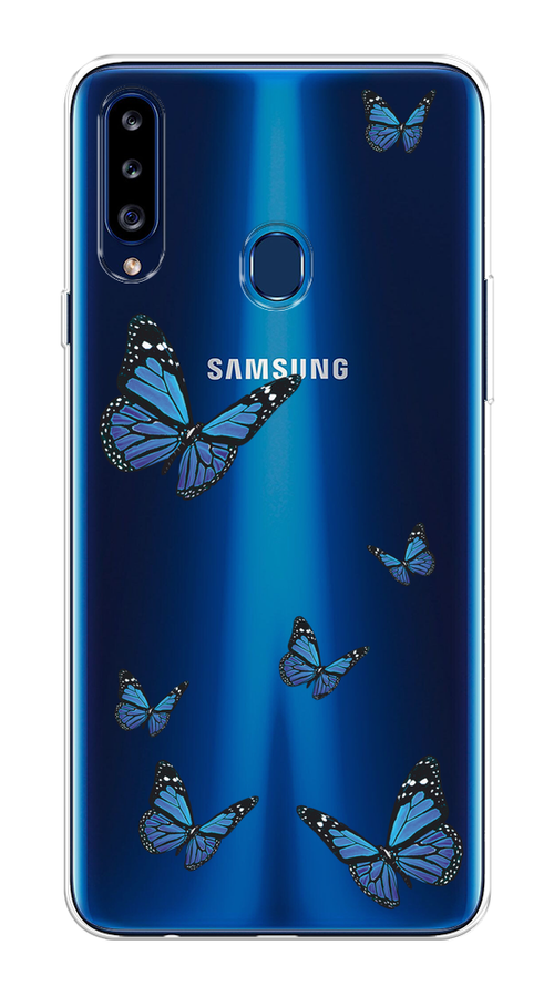 

Чехол на Samsung Galaxy A20s "Blue butterflies", Синий;черный, 2100850-1