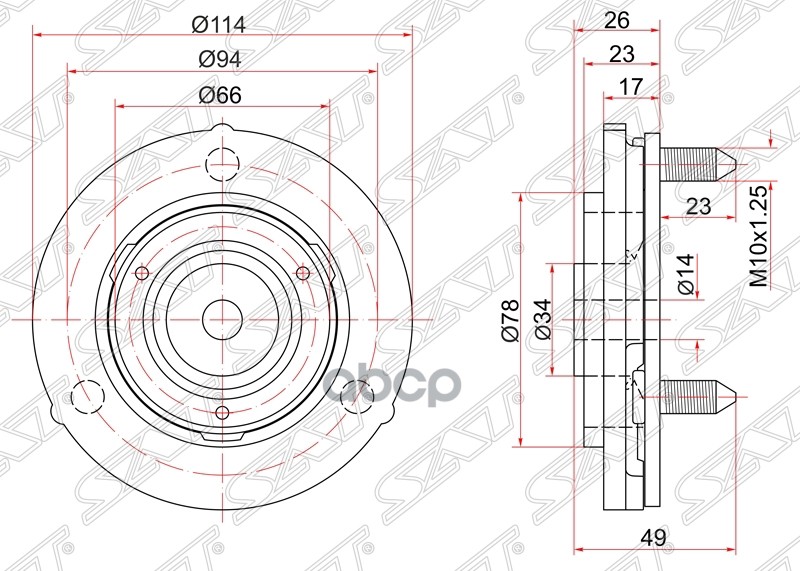 Опора Передней Стойки Toyota Prado/Surf Sat арт. ST-48609-35030