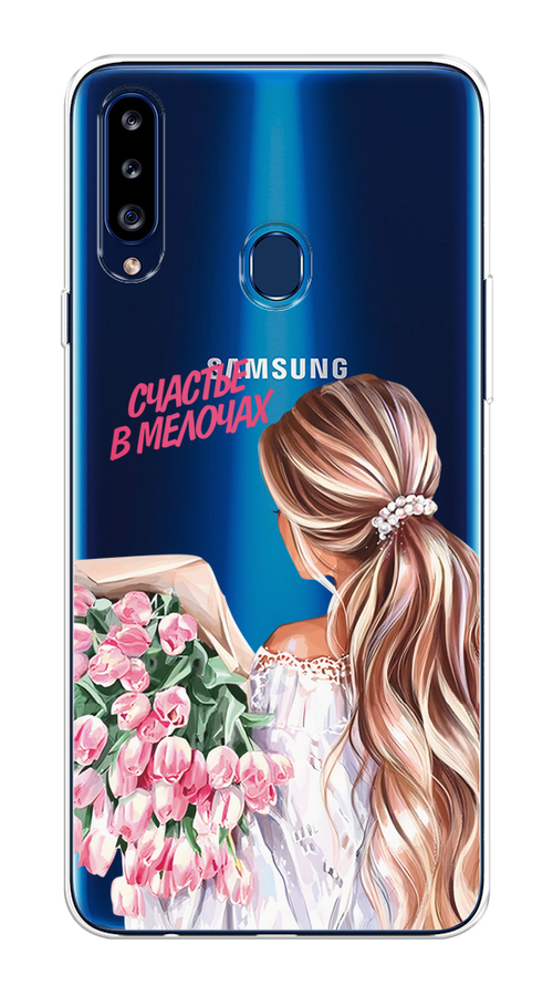 

Чехол на Samsung Galaxy A20s "Простые радости", Прозрачный;розовый;белый;бежевый, 2100850-1