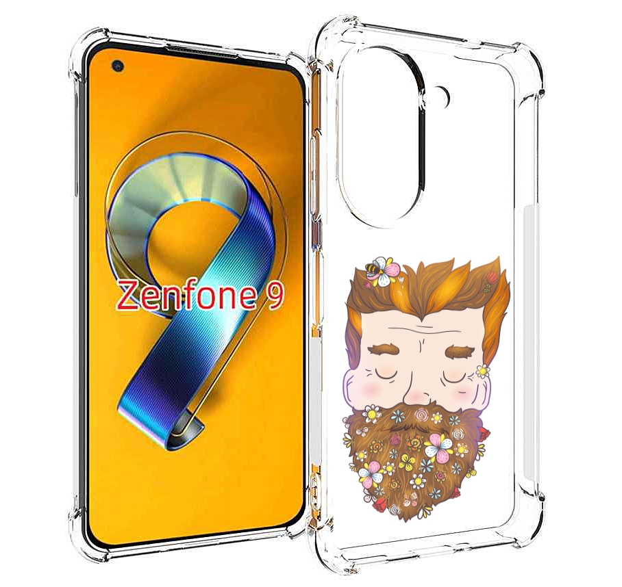 Чехол MyPads мужчина с цветами в бороде для Asus Zenfone 9 (AI2202)