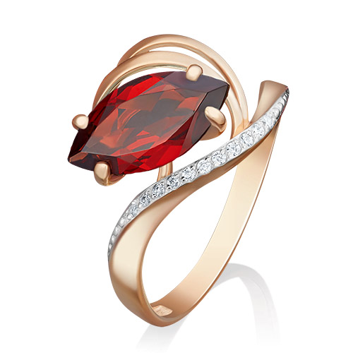 

Кольцо из красного золота р. 19 PLATINA jewelry 01-4780-00-210-1110-46, фианит/гранат, 01-4780-00-210-1110-46