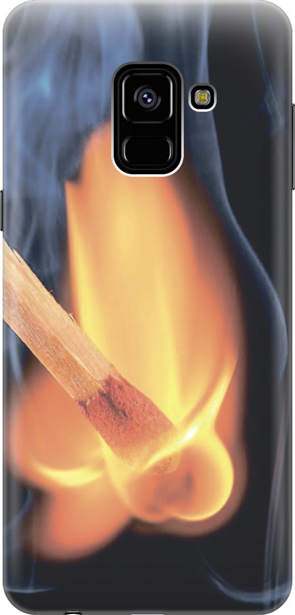

Силиконовый чехол на Samsung Galaxy A8 (2018) с принтом "Горящая спичка", Оранжевый;черный, 7217