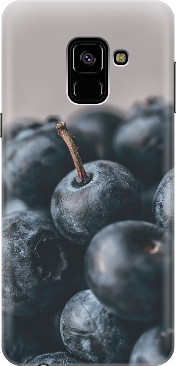 

Силиконовый чехол на Samsung Galaxy A8 (2018) с принтом "Голубика", Розовый;черный, 7218