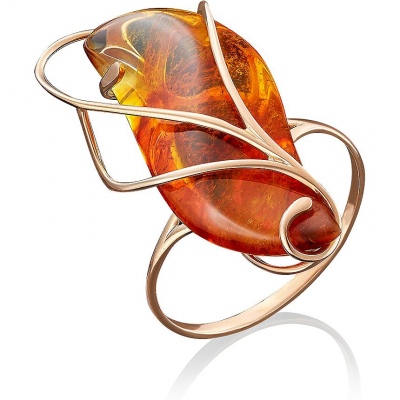 

Кольцо из золота р. 19,5 PLATINA jewelry 01-4859-00-271-1110-46, янтарь, 01-4859-00-271-1110-46