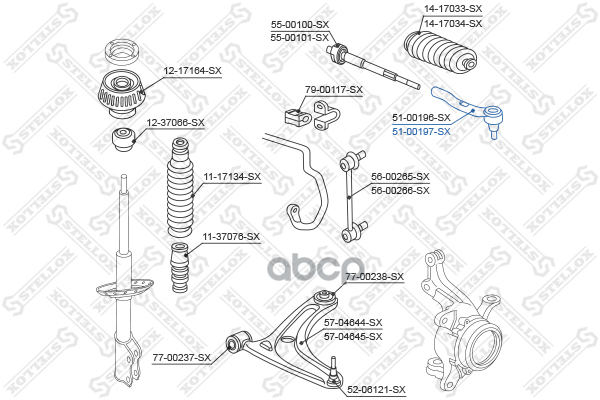 

51-00197-Sx_наконечник Рулевой Правый! Honda Jazz 1.2/1.4 02> Stellox арт. 5100197SX