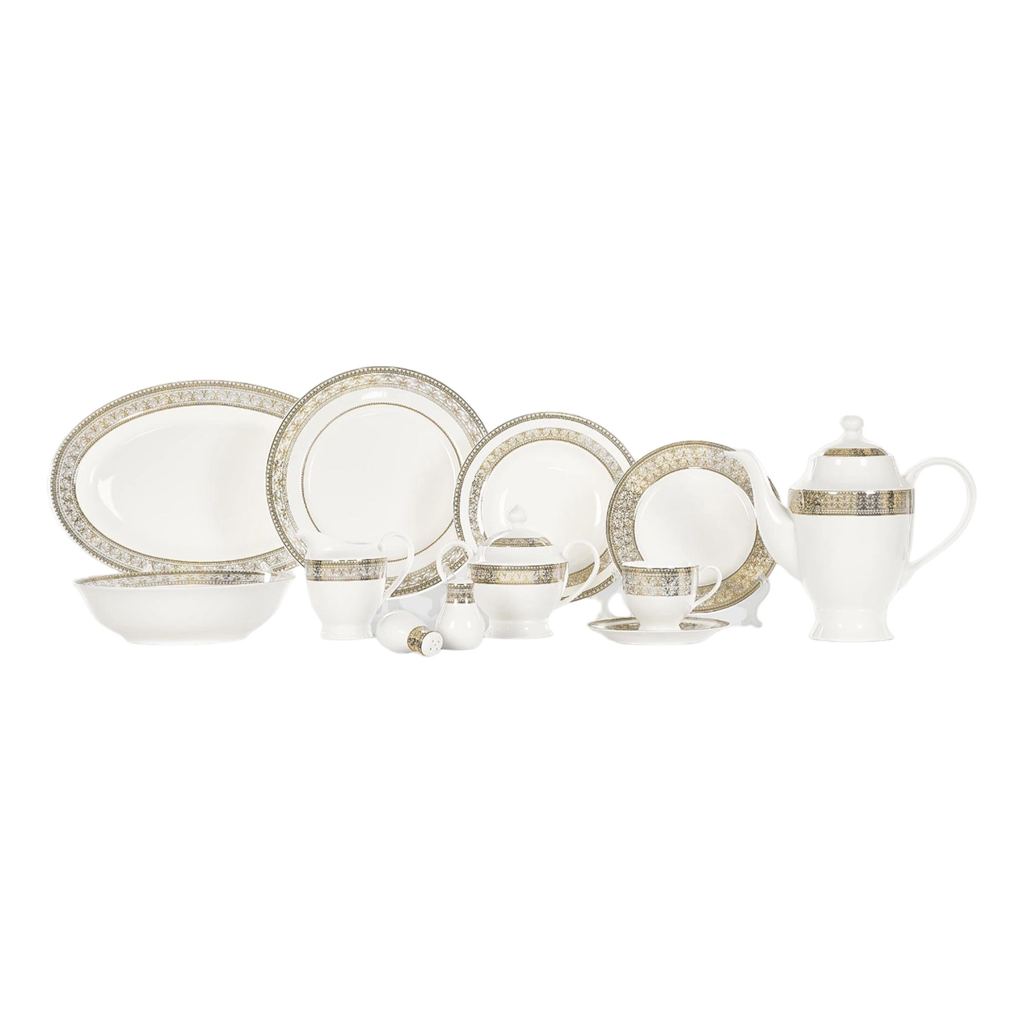 

Столовый сервиз Macbeth bone porcelain Golden castle 6 персон 37 предметов, Белый