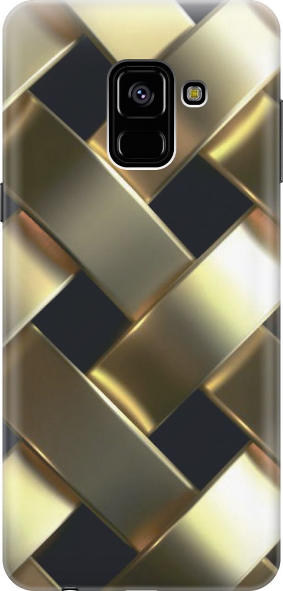 

Силиконовый чехол на Samsung Galaxy A8 (2018) "Золотистое плетение", Золотистый;черный, 7215
