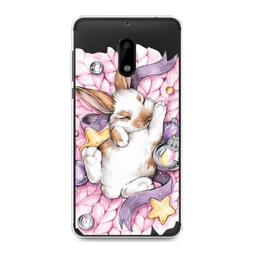 

Чехол на Nokia 6 "Кролик спит", Розовый;белый, 120350-5