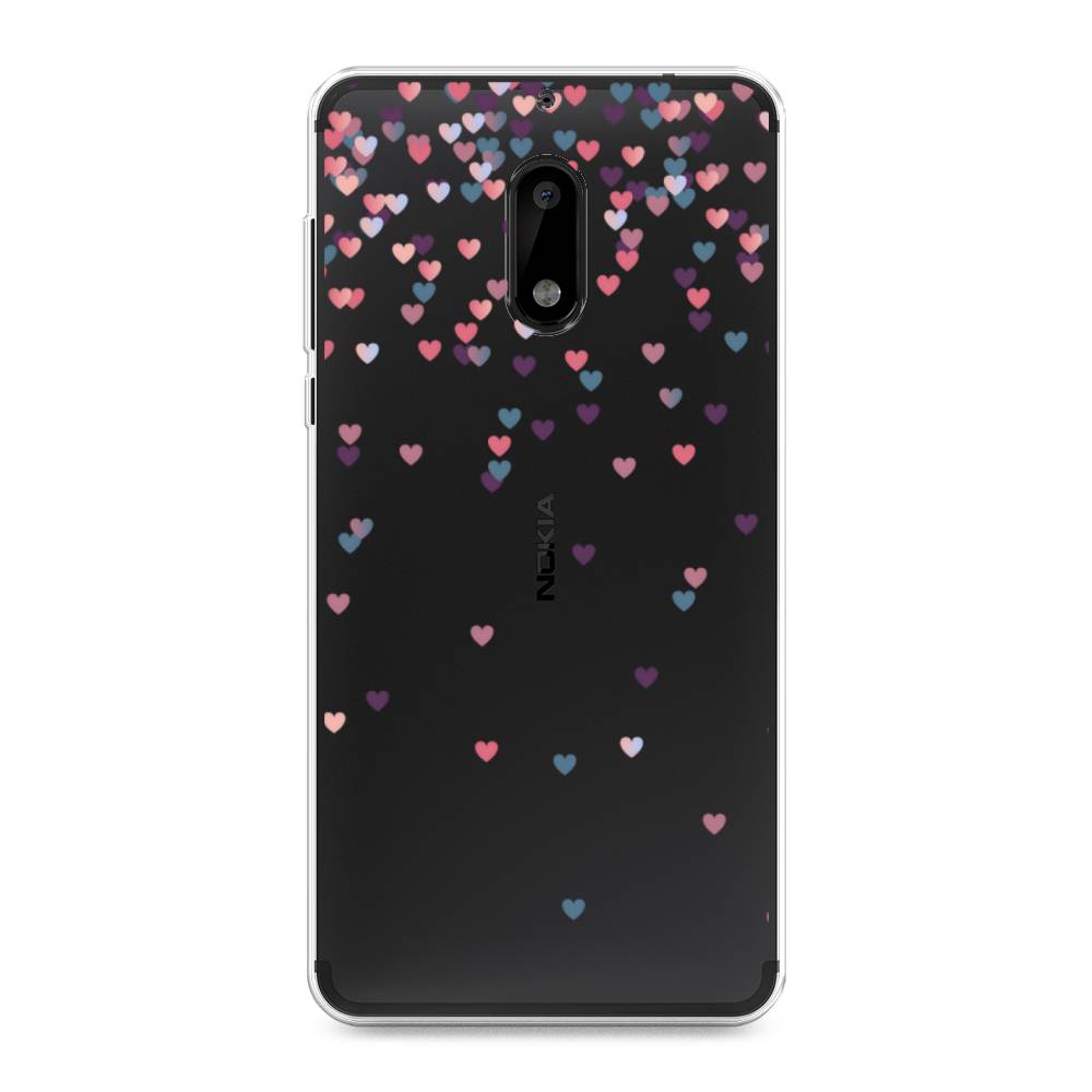 

Чехол на Nokia 6 "Посыпка сердечки", Розовый;фиолетовый, 120350-3