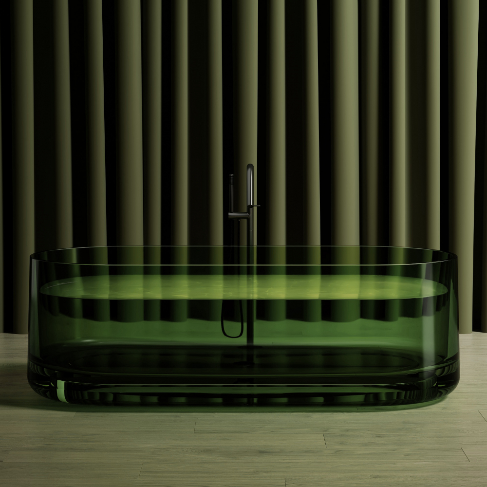 Ванна прозрачная Abber Kristall зеленая AT9708Emerald раковина накладная прозрачная abber kristall at2805emerald зеленая