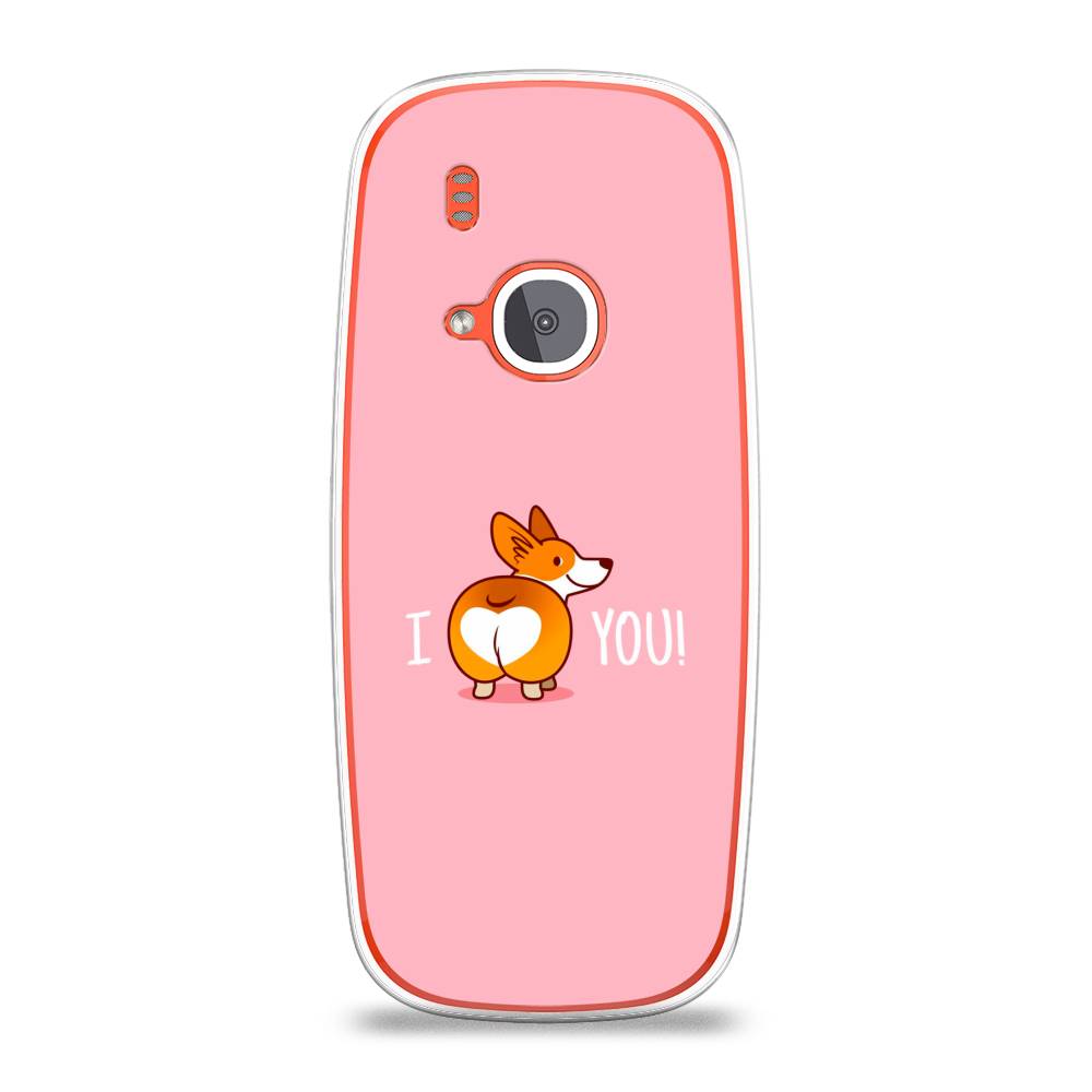 

Чехол на Nokia 3310 (2017) "Корги I love you", Розовый;коричневый;белый, 120550-1