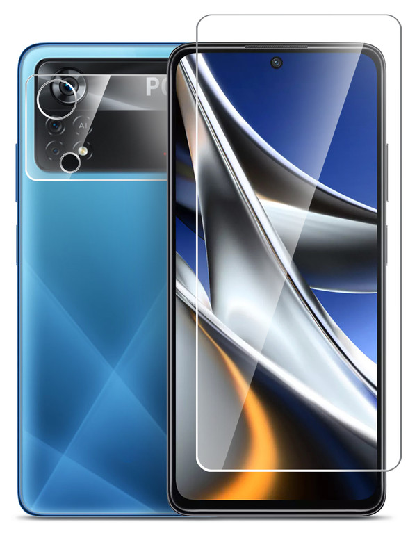 

Защитное стекло для Xiaomi Poco X4 Pro 5G на экран и камеру гибридное прозрачное, Xiaomi Poco X4 Pro 5G