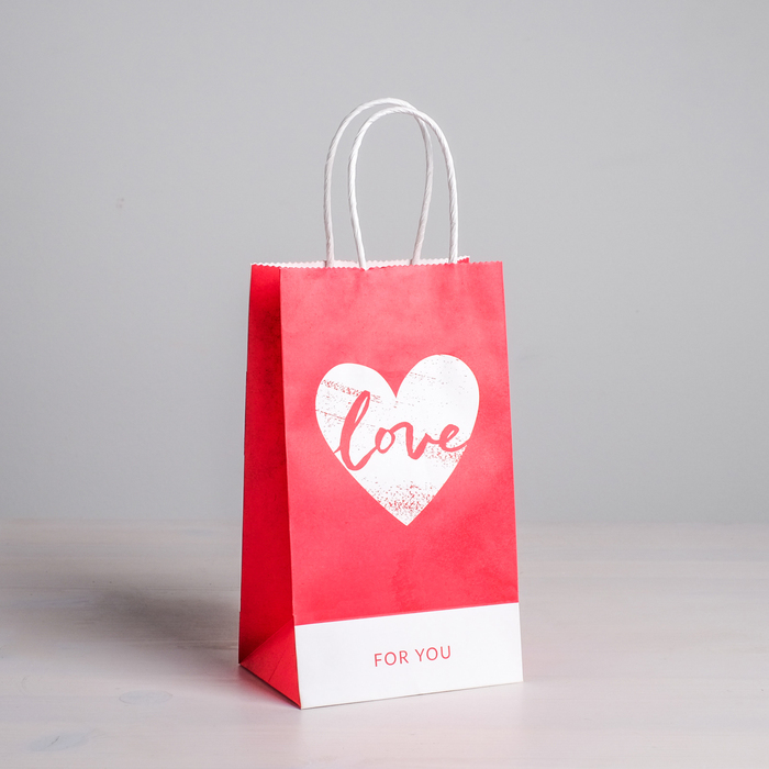 

Пакет подарочный крафт With LOVE, 12 х 21 х 9 см, Красный