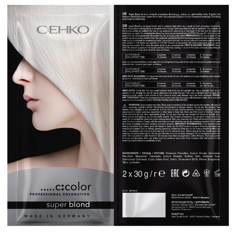 Блондирующий порошок C:ehko Super Blond 2х30 г