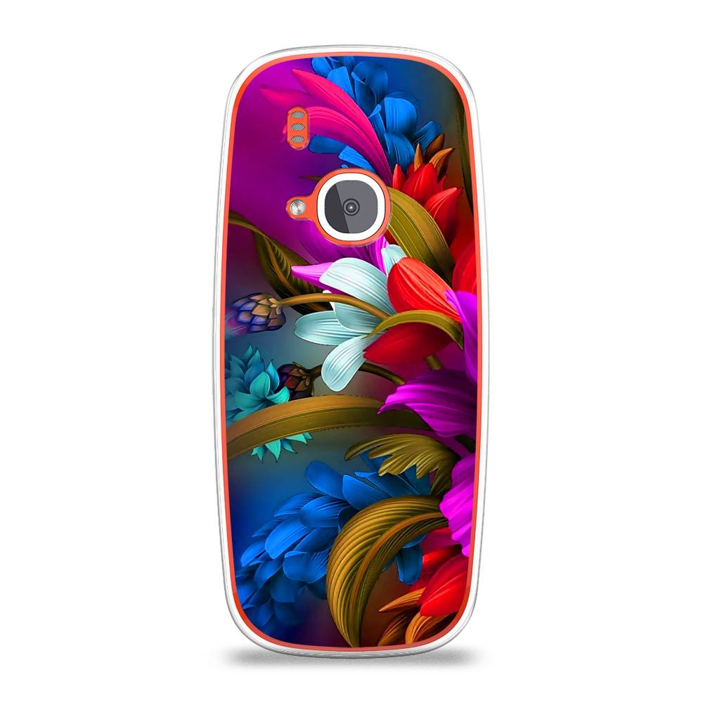 

Чехол на Nokia 3310 (2017) "Фантастические цветы", Фиолетовый;красный;синий, 120550-2